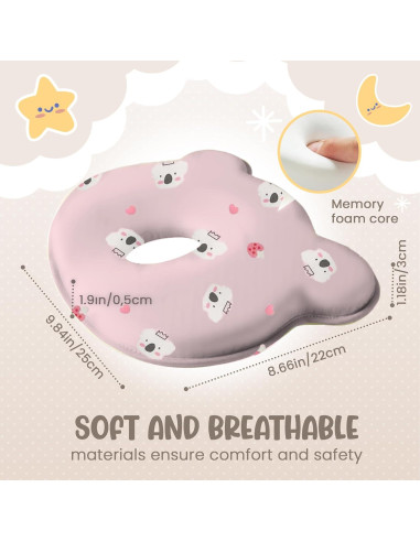 Almohada Viscoelástica MarBoost para Bebés Koala Rosa