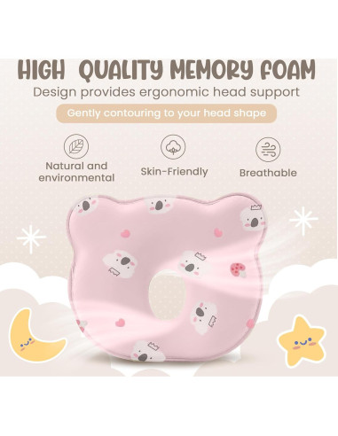 Almohada Viscoelástica MarBoost para Bebés Koala Rosa