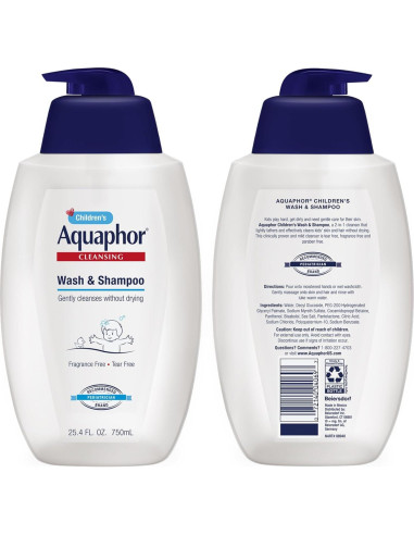 Jabón y Champú 2 en 1 Aquaphor para Niños 750 ml Sin Fragancia