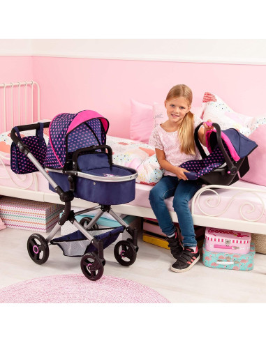Cochecito de Muñecas Bayer Vario Reversible 52cm Rosa y Azul