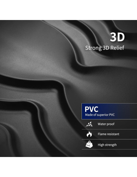 Paneles de Pared 3D Art3dwallpanels 33 Unidades PVC Negro 30x30 cm Paneles de Pared 3D Art3dwallpanels 33 Unidades PVC Negro 30x30 cm