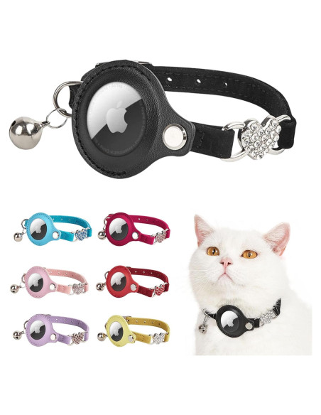Collar GPS para Gato ANNUOZE con Air Tag - Cuero Negro 28-30 cm Collar GPS para Gato ANNUOZE con Air Tag - Cuero Negro 28-30 cm
