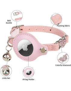 Collar GPS para Gato ANNUOZE con Air Tag - Cuero Negro 28-30 cm 2