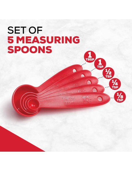 Juego de Cucharas Medidoras King Arthur - Set 5 Piezas Rojo Juego de Cucharas Medidoras King Arthur - Set 5 Piezas Rojo
