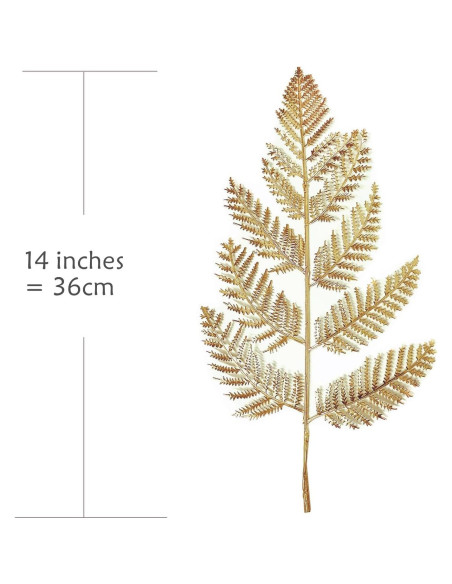Hojas de Helecho Dorado Artificial LoveniMen - 5 Pcs 36 cm Hojas de Helecho Dorado Artificial LoveniMen - 5 Pcs 36 cm