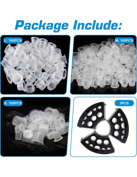 Kit de Tapas de Tinta para Tatuajes Rayyl 300 Piezas con Soportes Kit de Tapas de Tinta para Tatuajes Rayyl 300 Piezas con Soportes