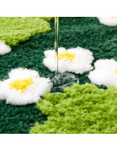Alfombra de Baño Ouyattle Verde Floral 40x61cm Antideslizante