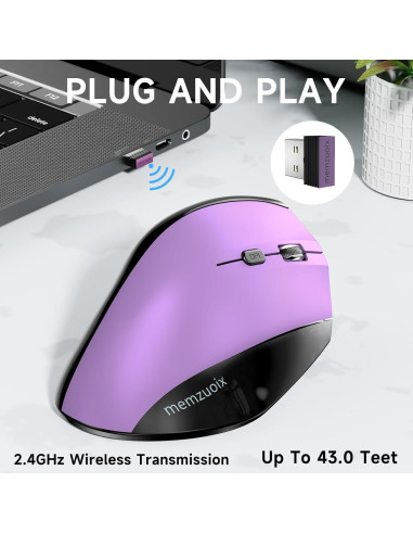 Ratón Inalámbrico Vertical Ergonómico Memzuoix WM-791 - 3 Niveles DPI