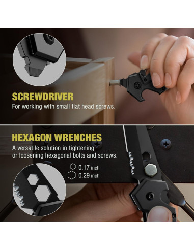 Mini Cuchillo de Llavero Grand Way - 3.35" 6 en 1 Multiherramienta