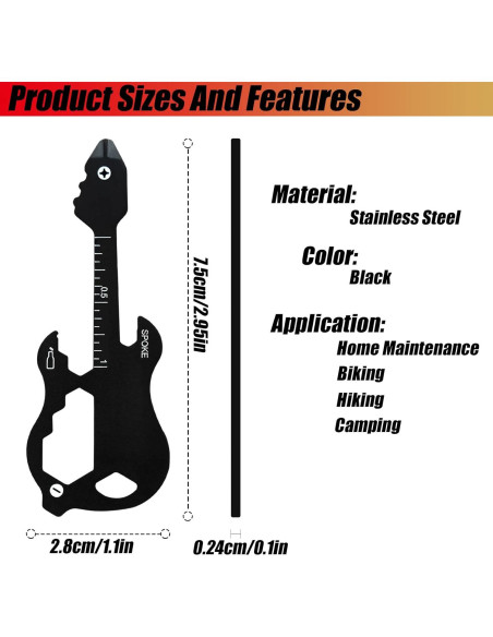 Llavero Multiherramienta 12 en 1 Artenny Guitarra Negra Llavero Multiherramienta 12 en 1 Artenny Guitarra Negra
