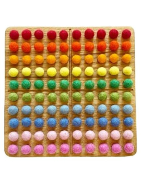Tablero de Cien Montessori de Madera 25x25cm con 100 Bolas Tablero de Cien Montessori de Madera 25x25cm con 100 Bolas