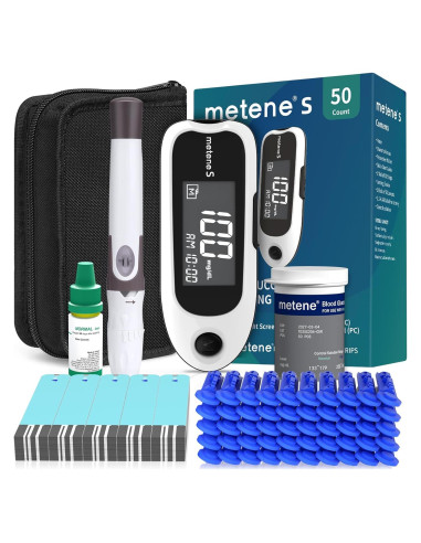 Kit de Monitor de Glucosa Metene S con 50 Tiras y Lancetas