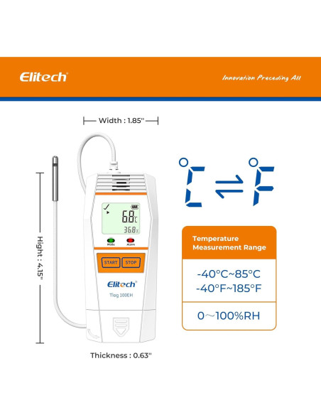 Registrador de Datos Elitech Tlog 100EH Temperatura y Humedad Registrador de Datos Elitech Tlog 100EH Temperatura y Humedad