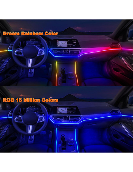 Luces LED Acrílicas Jushope para Autos - 6 en 1, RGB, Control APP Luces LED Acrílicas Jushope para Autos - 6 en 1, RGB, Control APP