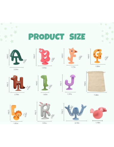 Juguetes de Baño de Silicona Juglok - 26 Letras ABC para Niños