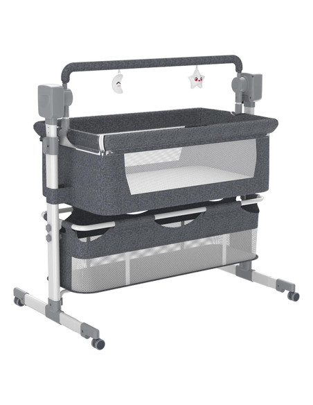 Cuna Lateral para Bebés Magic ZC 601-Gris, 5 Modos de Balanceo Cuna Lateral para Bebés Magic ZC 601-Gris, 5 Modos de Balanceo