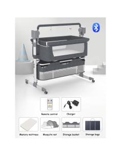 Cuna Lateral para Bebés Magic ZC 601-Gris, 5 Modos de Balanceo 2