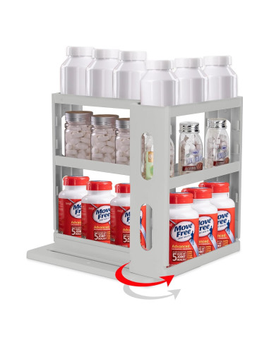 Organizador de Medicamentos Dutiplus 2 Estantes Ajustables Gris