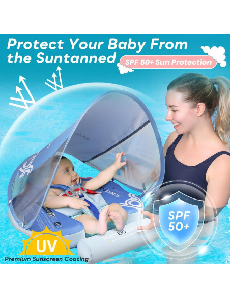 Flotador de Piscina para Bebés Mambobaby con Dosel UPF 50+ Flotador de Piscina para Bebés Mambobaby con Dosel UPF 50+