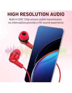 Auriculares UrbanX R2 Intrauditivos con Micrófono 1.2m Rojo 2