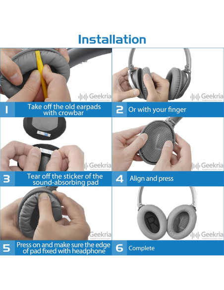 Almohadillas y diadema Geekria para auriculares Bose QC35 II Almohadillas y diadema Geekria para auriculares Bose QC35 II