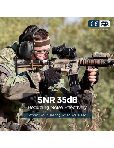 Auriculares de Protección Auditiva NRR 32dB - Negro - Ligeros