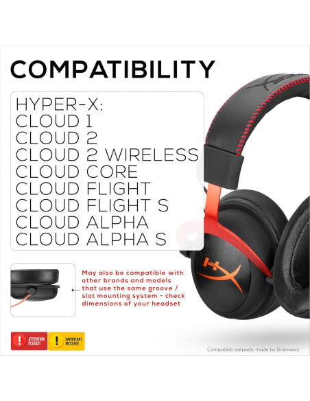 Almohadillas de Gel para Auriculares HyperX Cloud - Brainwavz Almohadillas de Gel para Auriculares HyperX Cloud - Brainwavz