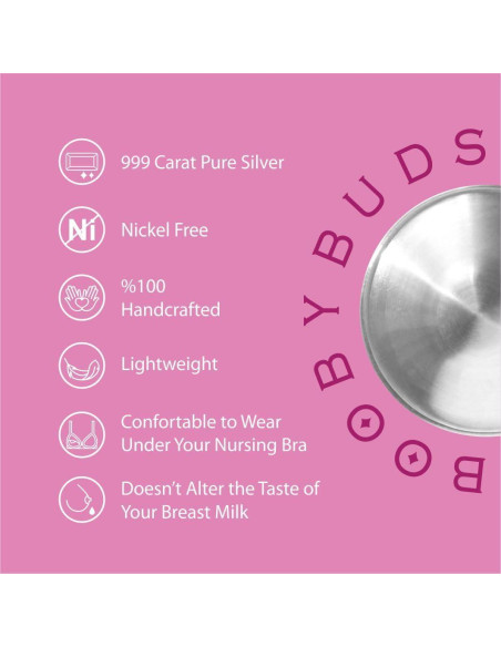 Copas de Lactancia BoobyBuds Plata 999 - Protectores de Pezón Copas de Lactancia BoobyBuds Plata 999 - Protectores de Pezón
