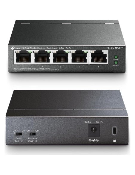 Interruptor PoE Gigabit TP-Link TL-SG1005P 5 Puertos 65W Interruptor PoE Gigabit TP-Link TL-SG1005P 5 Puertos 65W