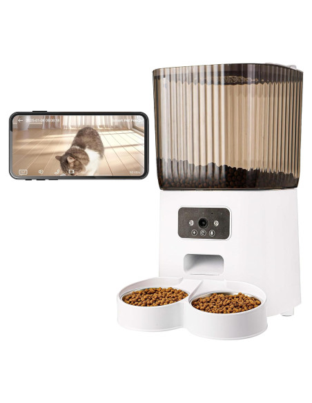 Comedero Automático para Perros Yiwu 5L Doble Bowl con Cámara Comedero Automático para Perros Yiwu 5L Doble Bowl con Cámara