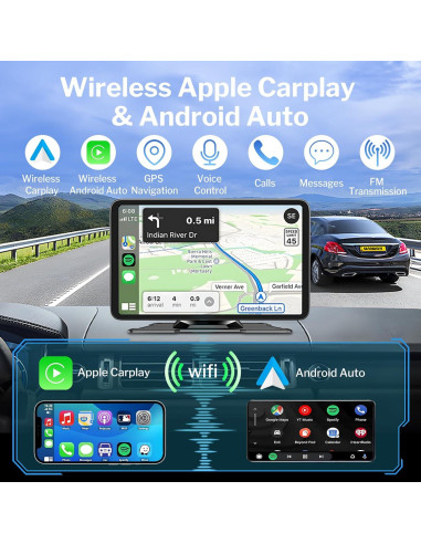 Pantalla Táctil Portátil 7" LITALARM con CarPlay y Android Auto
