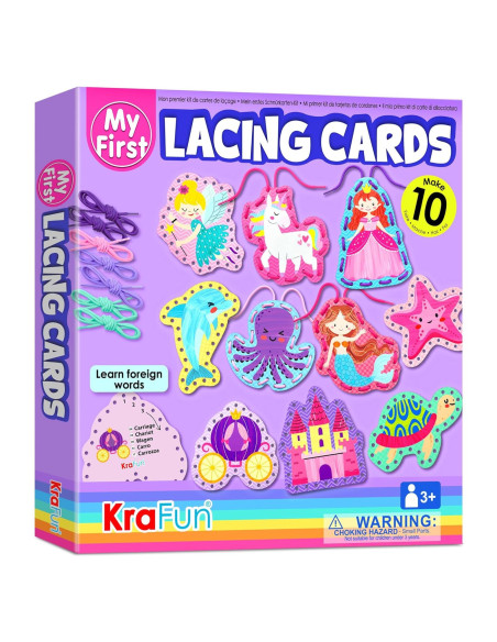 KRAFUN Kit de Tarjetas de Enhebrado para Niños - 10 Proyectos KRAFUN Kit de Tarjetas de Enhebrado para Niños - 10 Proyectos