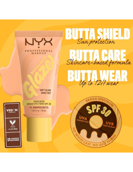 Tinte de Piel Brillante NYX Buttermelt Glaze SPF 30 30 ml Tinte de Piel Brillante NYX Buttermelt Glaze SPF 30 30 ml