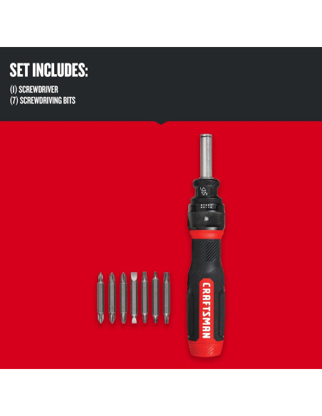 Destornillador de Trinquete Craftsman SpeedDrive 2" con 7 Bits Destornillador de Trinquete Craftsman SpeedDrive 2" con 7 Bits