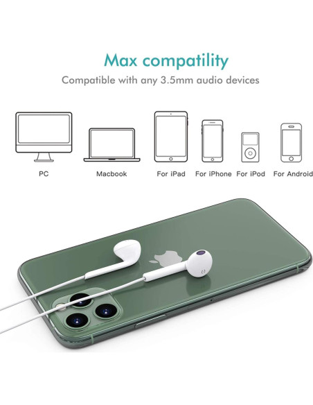 Auriculares con Cable 3.5mm Nimizo - Paquete de 2, Control Volumen Auriculares con Cable 3.5mm Nimizo - Paquete de 2, Control Volumen