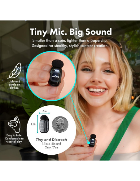 Micrófono Lavalier Inalámbrico Movo NanoMic 3.5mm para DSLR Micrófono Lavalier Inalámbrico Movo NanoMic 3.5mm para DSLR