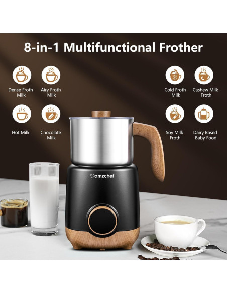Espumador y Vaporizador de Leche AMZCHEF 8-en-1 550W 600ml Espumador y Vaporizador de Leche AMZCHEF 8-en-1 550W 600ml