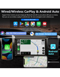 Estéreo de Coche Double Din Leadfan 7" Bluetooth con CarPlay 2