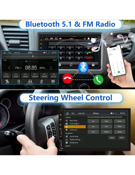 Estéreo de Coche Double Din Leadfan 7" Bluetooth con CarPlay Estéreo de Coche Double Din Leadfan 7" Bluetooth con CarPlay
