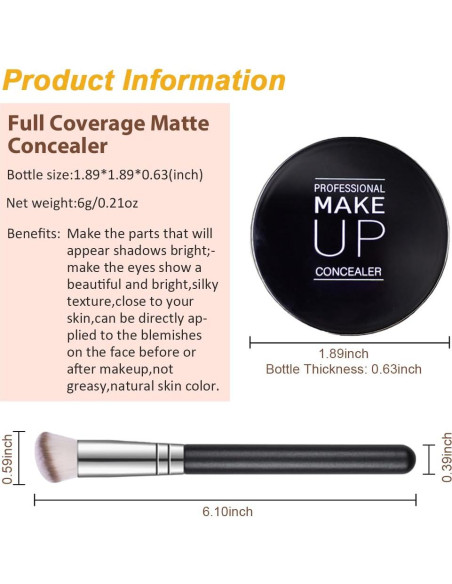 Corrector de Ojeras Kaely 6g - Kit de Brochas a Prueba de Agua Corrector de Ojeras Kaely 6g - Kit de Brochas a Prueba de Agua