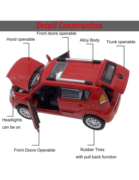 Coche de Juguete Diecast KIA Soul Rojo 1:32 con Sonido y Luz Coche de Juguete Diecast KIA Soul Rojo 1:32 con Sonido y Luz