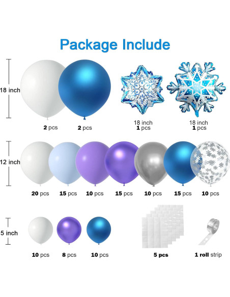 Kit de Arco de Globos Congelados Janinus 130PCS - Decoración de Invierno Kit de Arco de Globos Congelados Janinus 130PCS - Decoración de Invierno