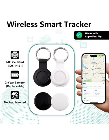 Paquete de 2 rastreadores GPS Aquilumen con llaveros - iOS