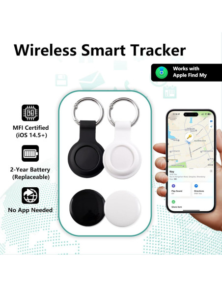 Paquete de 2 rastreadores GPS Aquilumen con llaveros - iOS Paquete de 2 rastreadores GPS Aquilumen con llaveros - iOS