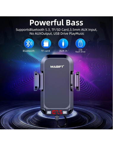 Adaptador de Coche Bluetooth 3 en 1 Magift A20 Pro - Carga Rápida QC3.0