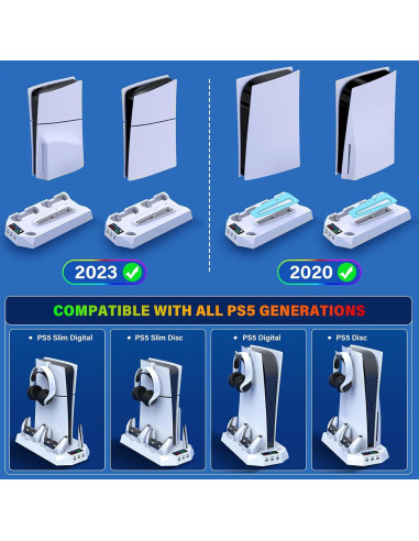 Soporte y Estación de Enfriamiento PS5 JAVRUNWOF con Carga Rápida
