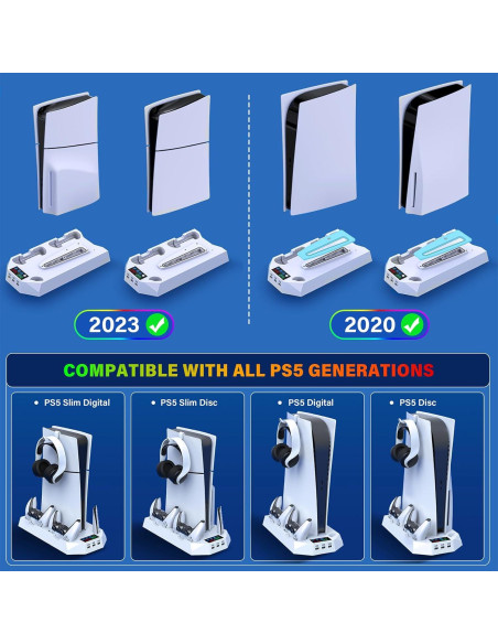 Soporte y Estación de Enfriamiento PS5 JAVRUNWOF con Carga Rápida Soporte y Estación de Enfriamiento PS5 JAVRUNWOF con Carga Rápida