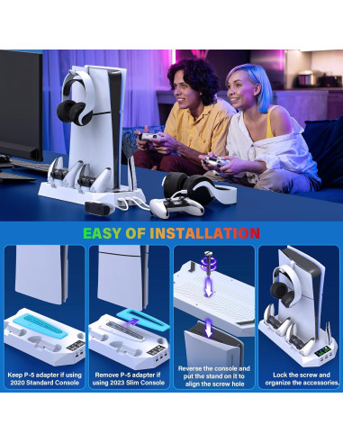 Soporte y Estación de Enfriamiento PS5 JAVRUNWOF con Carga Rápida