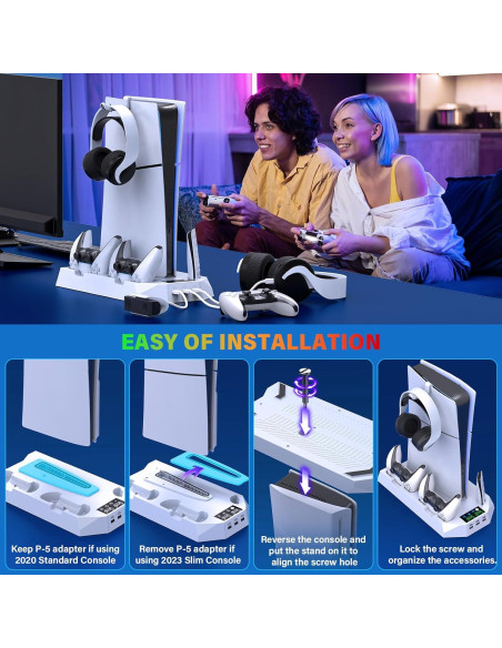 Soporte y Estación de Enfriamiento PS5 JAVRUNWOF con Carga Rápida Soporte y Estación de Enfriamiento PS5 JAVRUNWOF con Carga Rápida