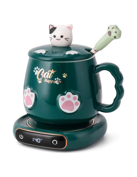Calentador de Taza BGBG con Taza de Gato Verde 60C Calentador de Taza BGBG con Taza de Gato Verde 60C